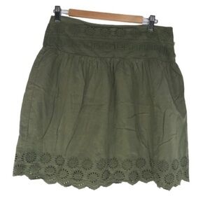 Roxy Army Green Eyelet detail skirt